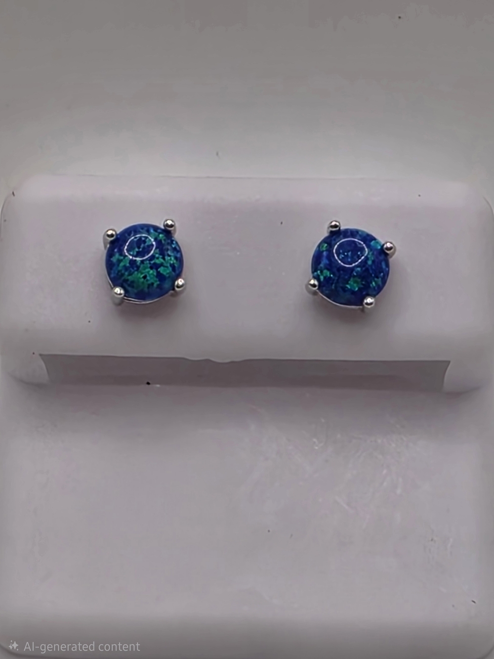 Blue Green Opal Round Stud Earrings - Women Jewelry